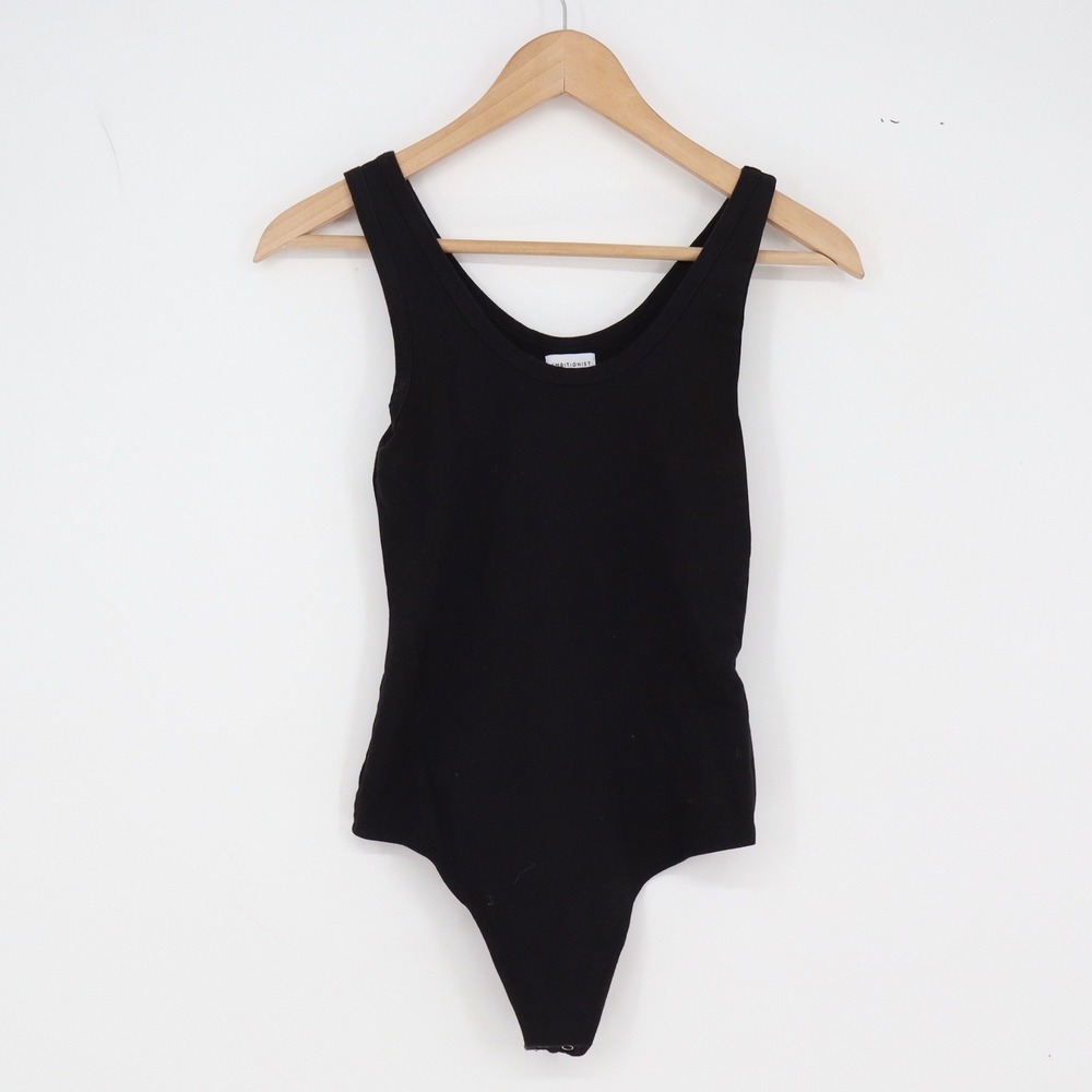 Ambitionist Bodysuit Womens S Scoop Neck Black Ribbed Sleeveless Excellent